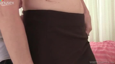 Redheaded granny is having sex with the man of her dreams