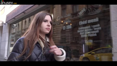Girl from the street sucks stranger's dick and looks hot in Black Lingerie
