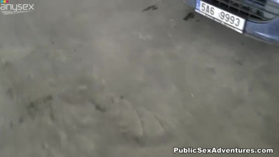 Cute girl is screwed in a public toilet