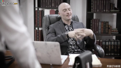 Super busty employee Angela White is fucked by bald headed boss