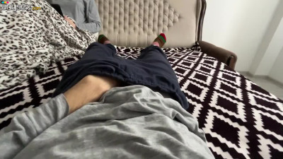 I was jerking off, then my stepsister came and decided to let me feel the real woman on top of my dick